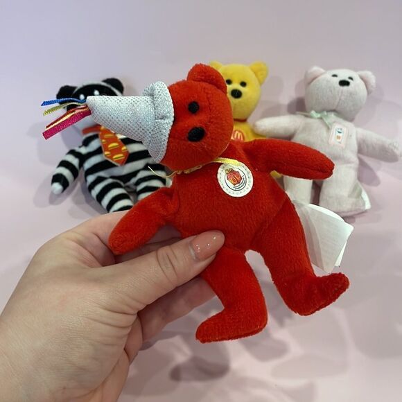 2004 McDonalds 25th Happy Meal Anniversary Teenie Beanie Lot of 4 Good Condition - Picture 4 of 11